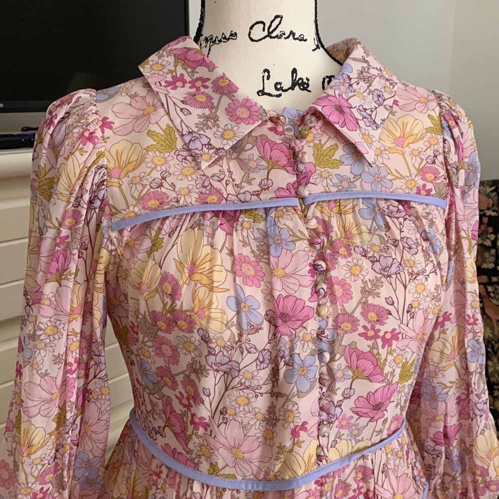 AUREUM Floral Long Sleeve Dress - Pink and Purple - Picture 2 of 6